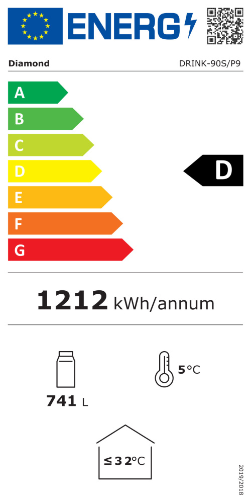 Image Vitrinekast positieve T°, geventileerd, 760L., 2 schuifdeuren, met lichtbak 1