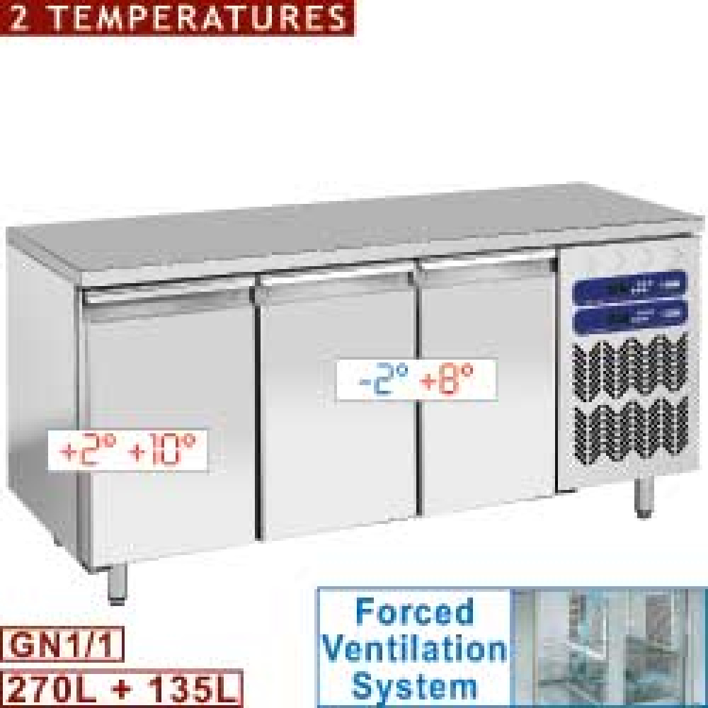 Image Geventileerde koeltafel, 2 temperaturen, 3 deuren GN 1/1 0