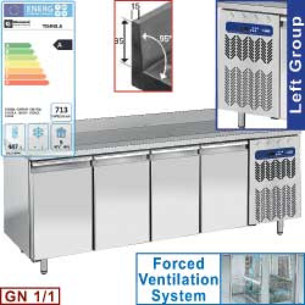 Image Geventileerde koeltafel "muraal", 4 deuren GN 1/1, 550 Lit. groep aan GX 0