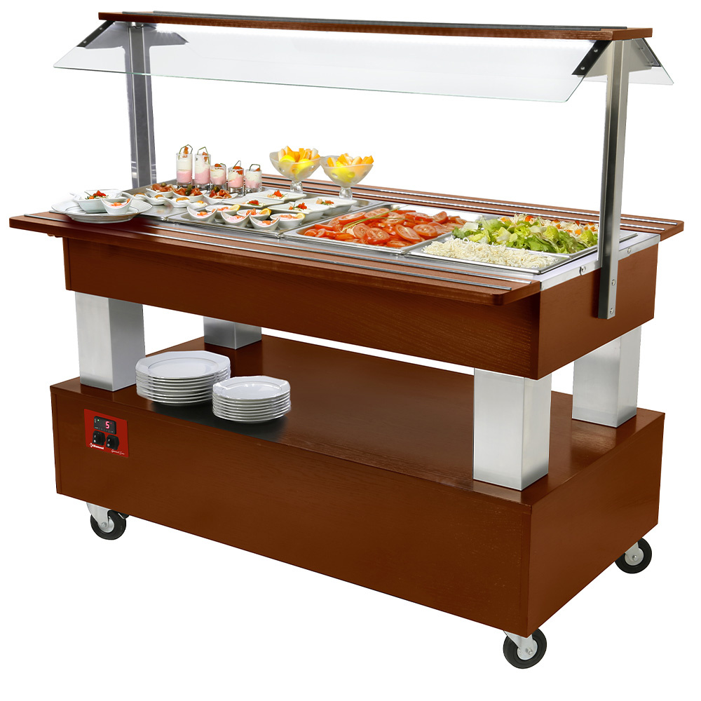 Image Buffet - Salad bar, gekoeld, 4x GN 1/1-150 (mahonie hout) 0