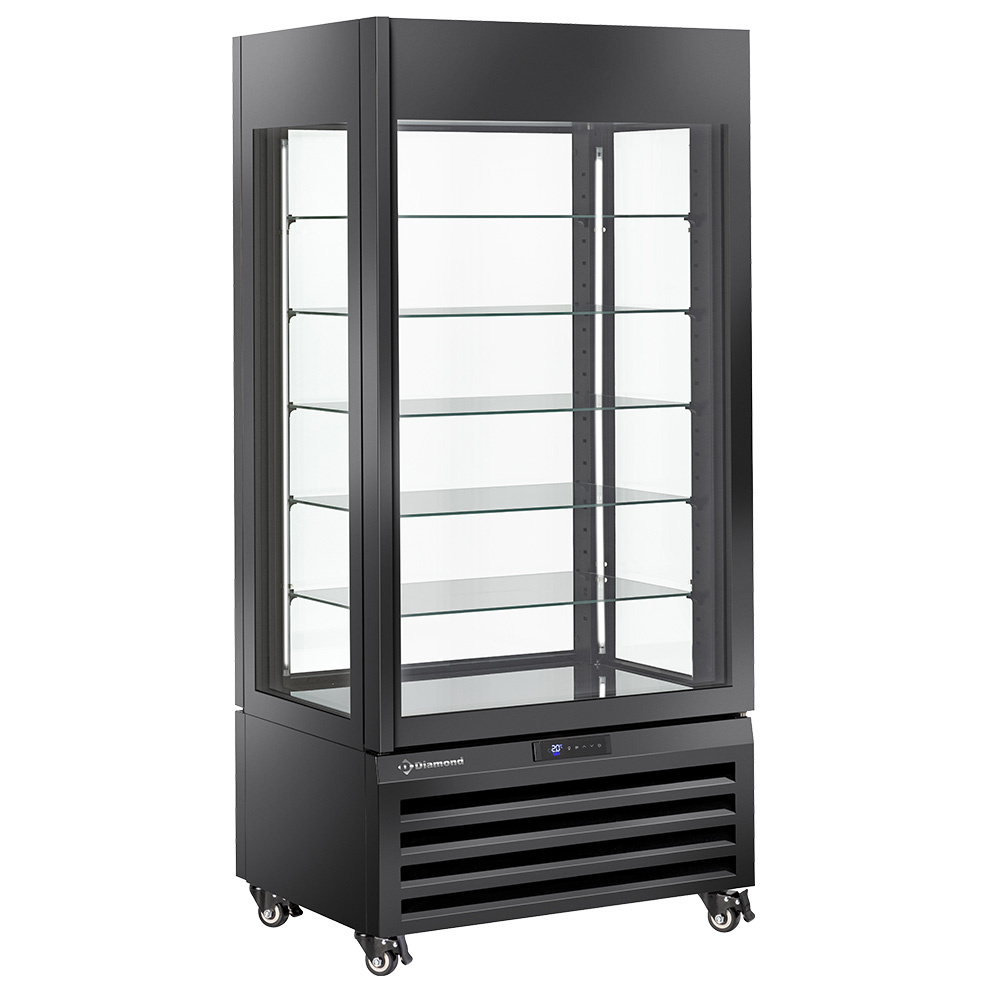 Image FULL glazen vitrine" 600 Lt., 5 glazen niveaus, geventileerd - ICE CREAM & PASTRY - ZWART 0