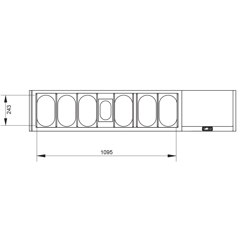 Image Gekoelde structuur GN 6x1/4, 1x1/9, met rechte ruit 1