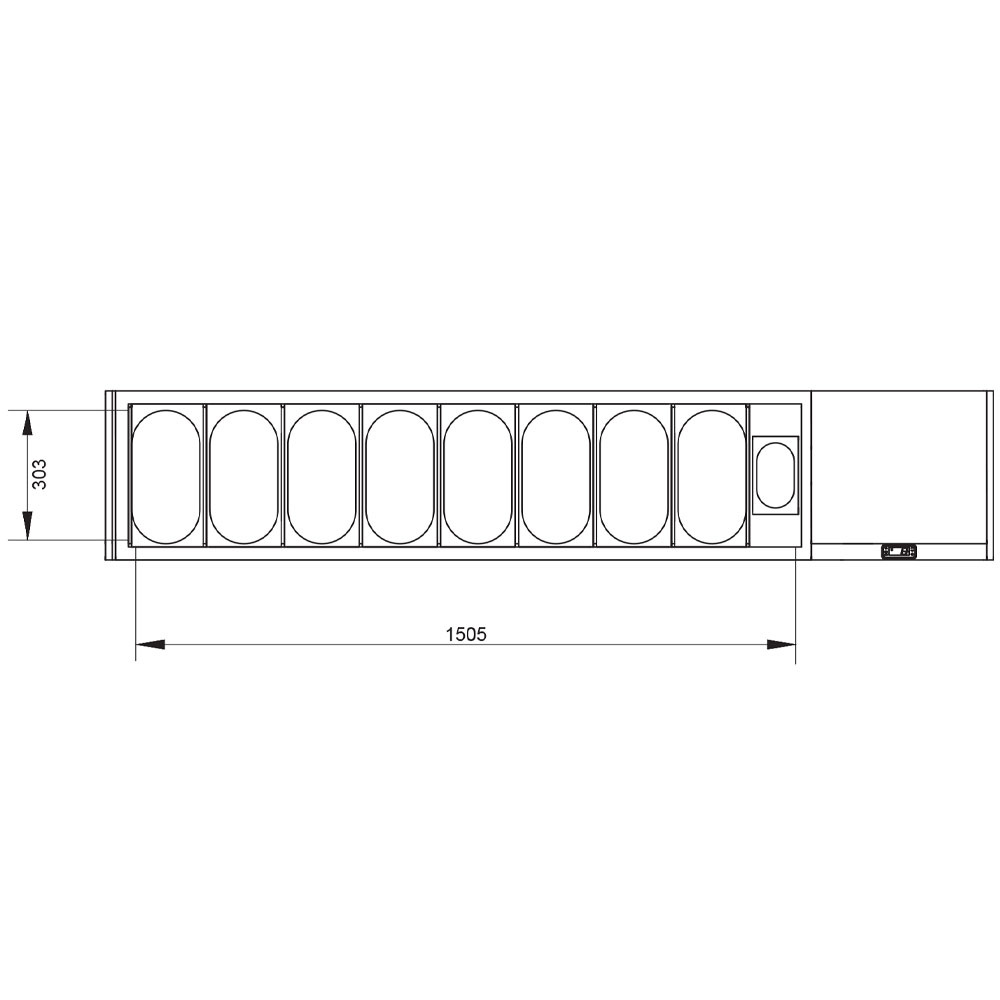 Image Gekoelde structuur GN 8x1/3, 1x1/9,, met rechte ruit 1