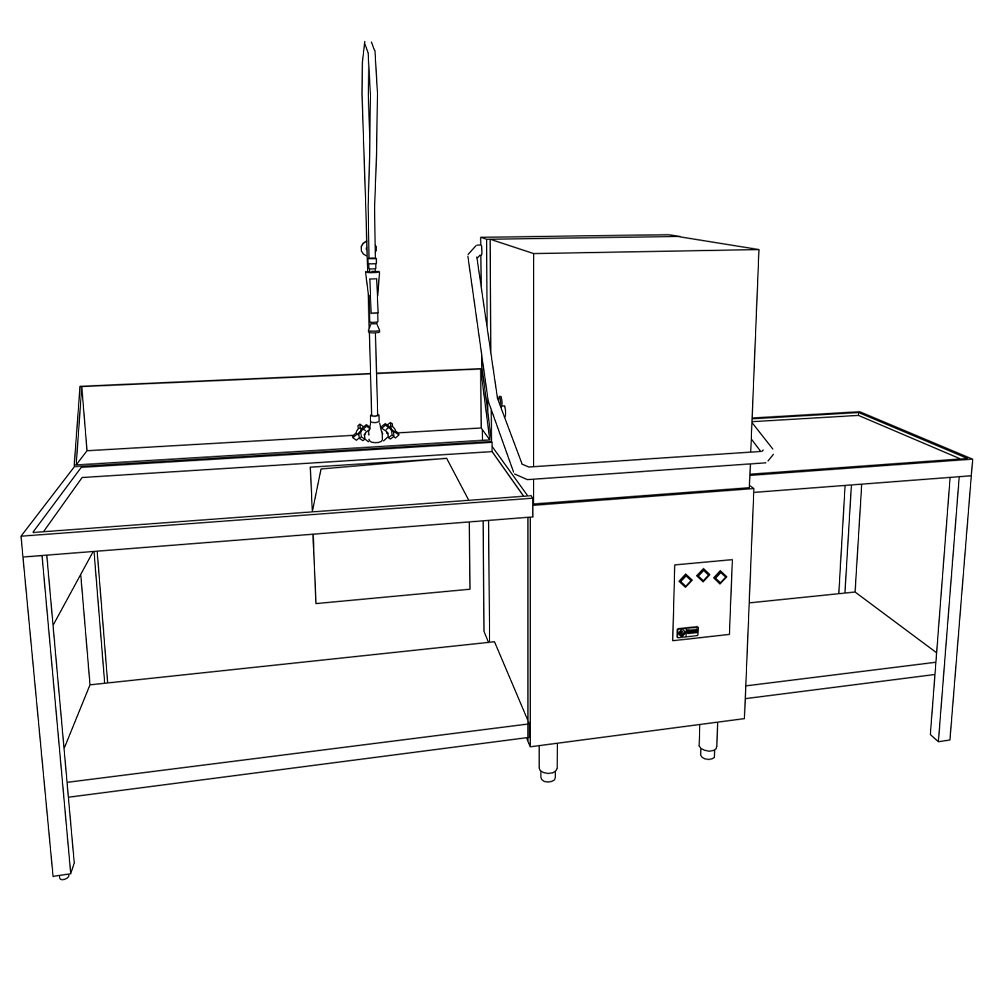 Image Kapvaatwasser mand 500x500 mm "Full Hygiene", met doorlopende ontharder 1