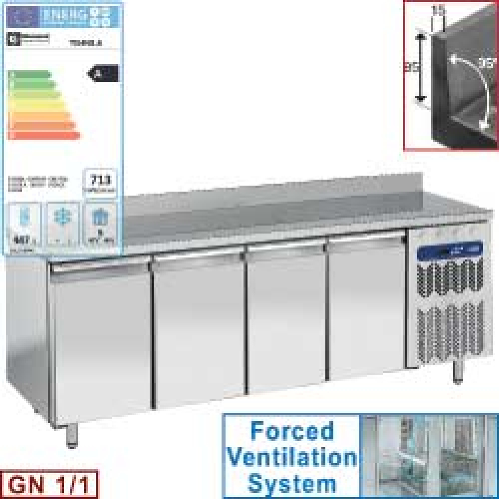 Image Wand koeltafel, geventileerd, 4 deuren GN 1/1, 550 liter 0