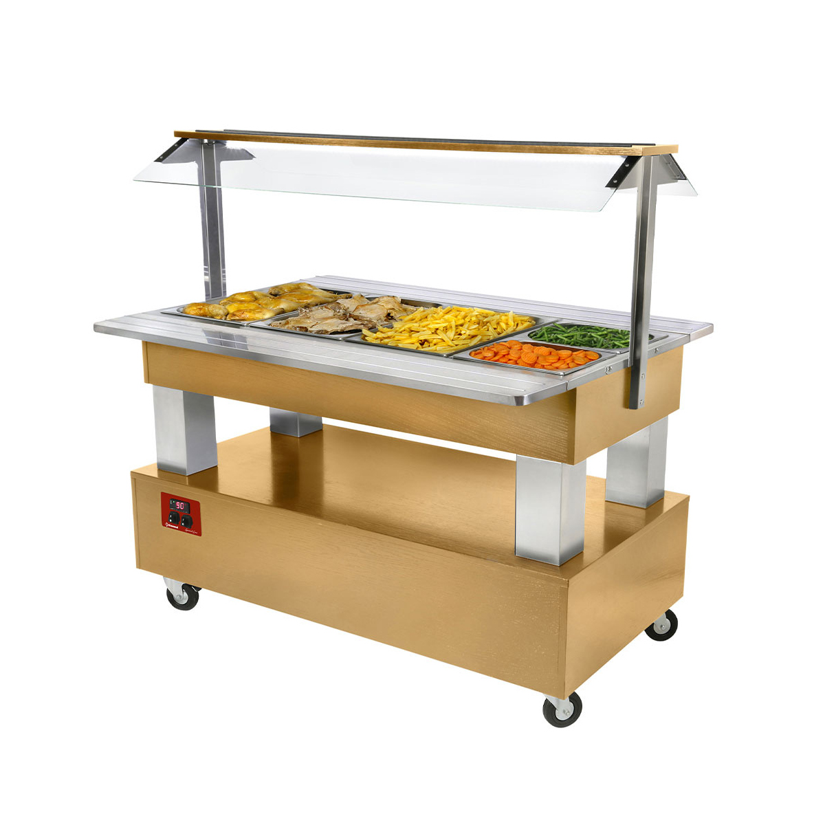 image warm buffet, bain-marie, 4x gn 1/1-150 (licht eiken hout) 0