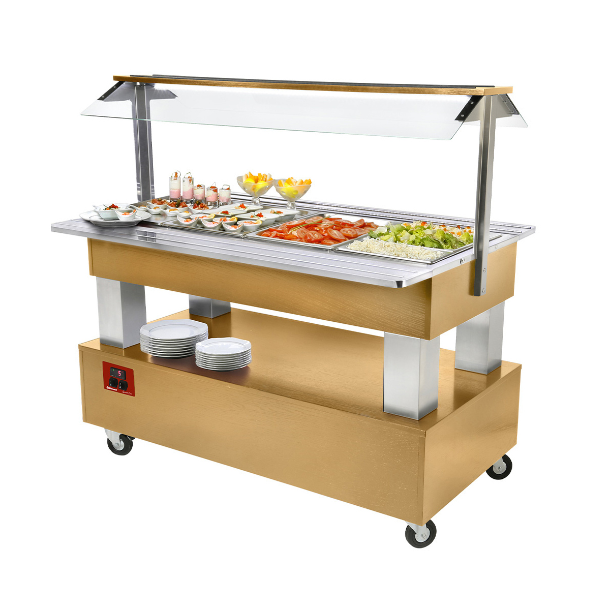 image buffet - salad bar, gekoeld, 4x gn 1/1-150 (licht eiken hout) 0