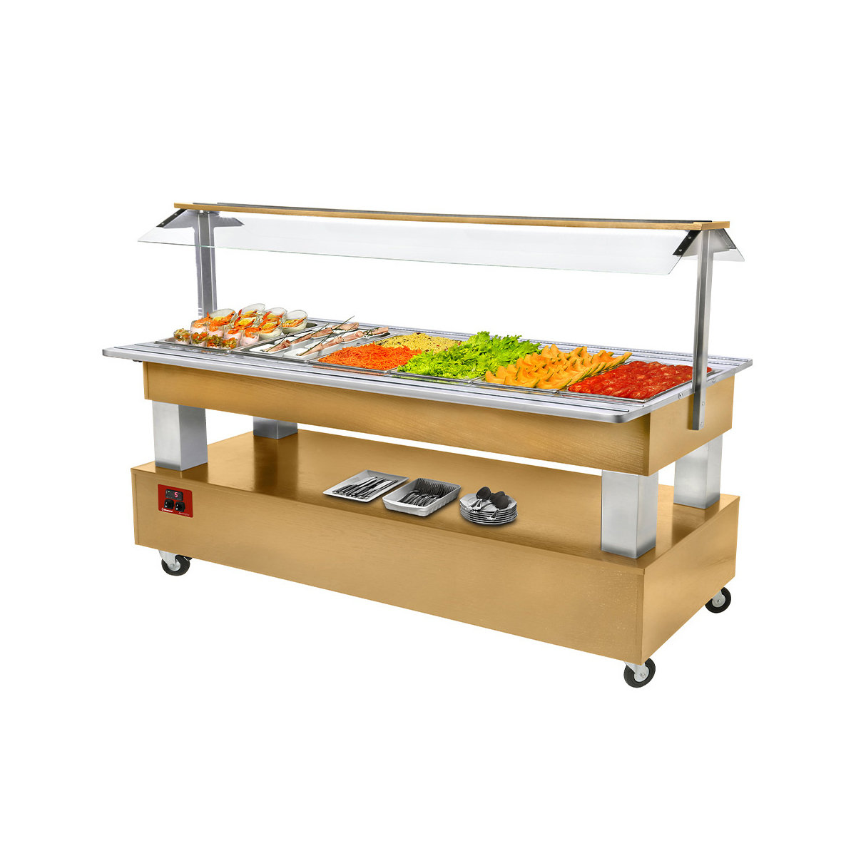 image buffet - salad bar, gekoeld, 6x gn 1/1-150 (licht eiken hout) 0