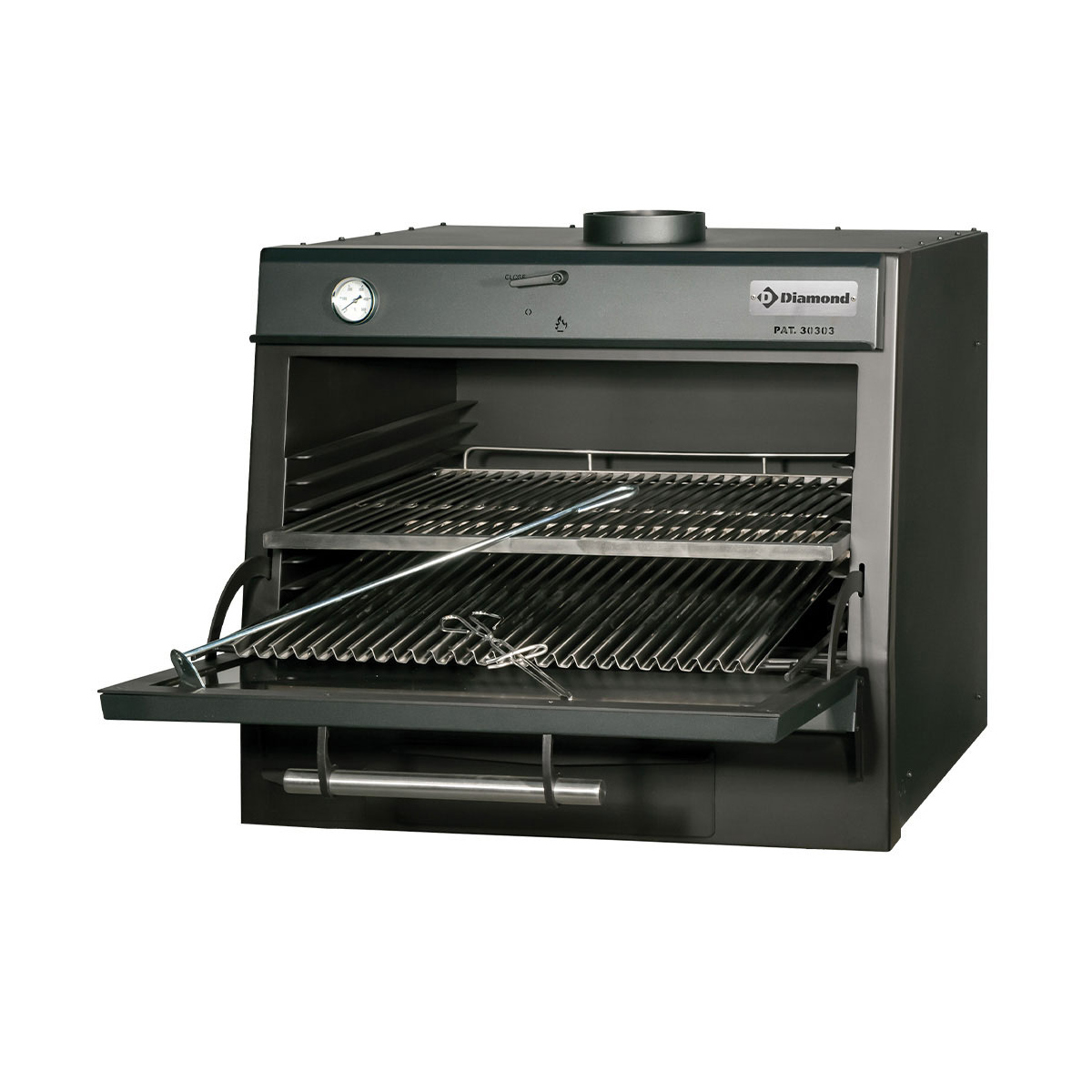 image houtskooloven-bbq, gn 1/1 + gn2/4 (75 kg/h)/zwart 0