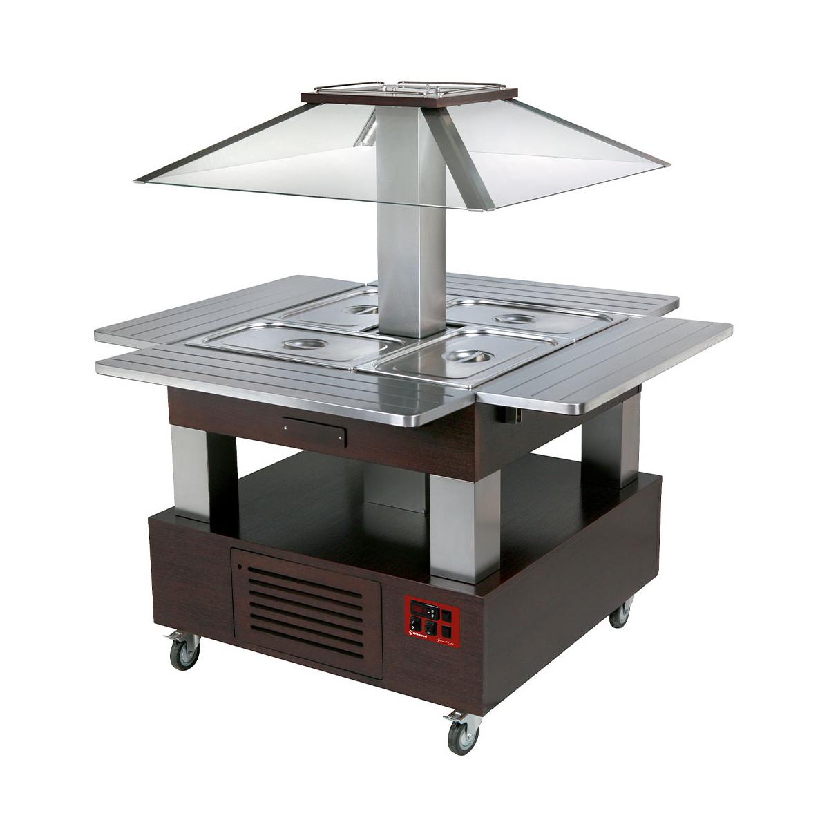 image eiland bain-marie warm buffet, gemotoriseerd koepel 4x gn 1/1-150 (wengé hout) 0