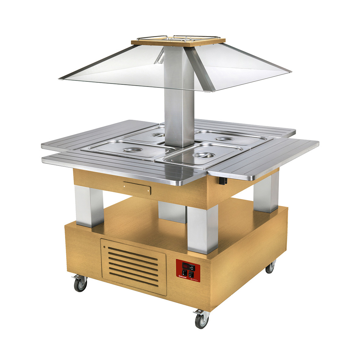 image eiland bain-marie warm buffet 4x gn 1/1-150 (licht hout) 0
