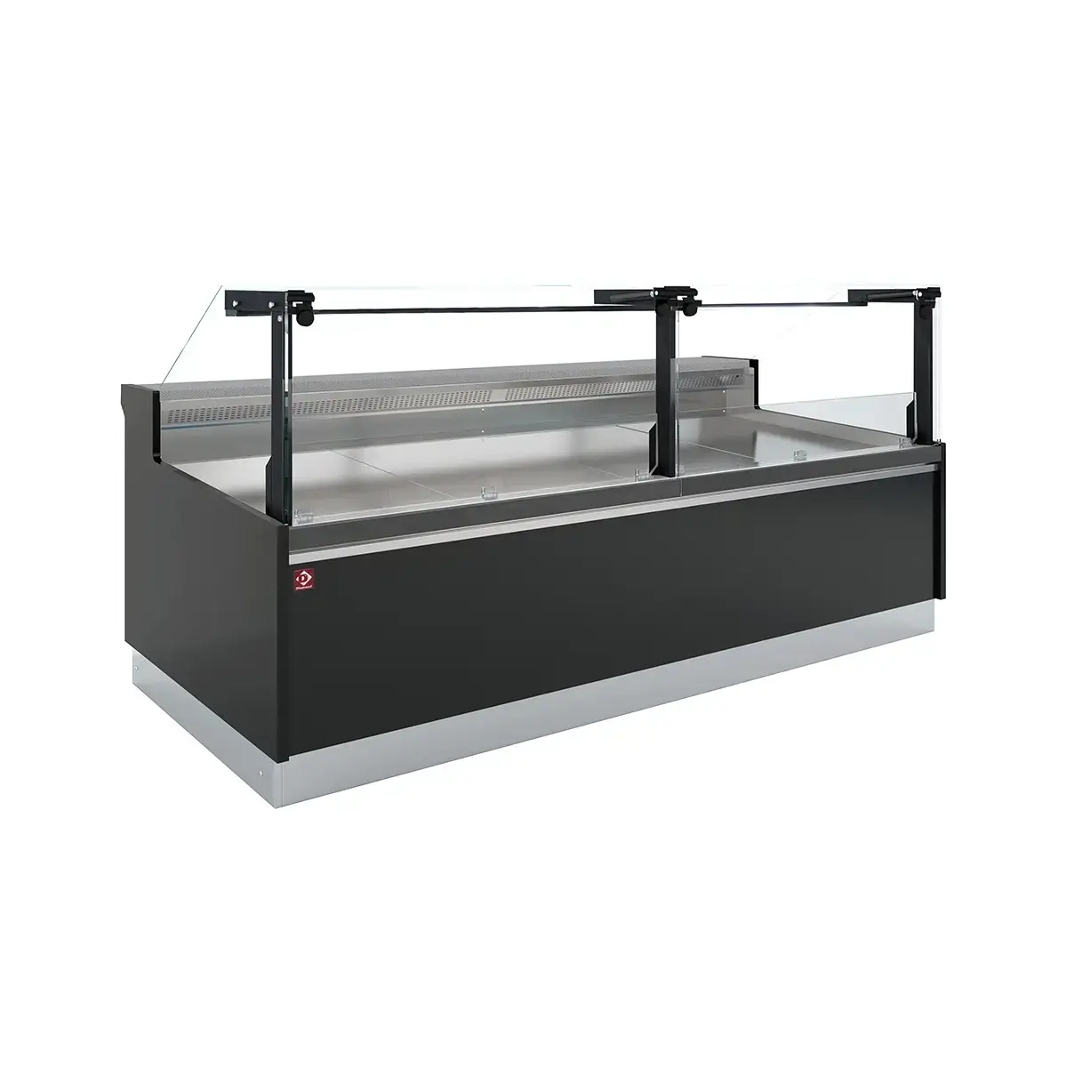 image geventileerde vitrinetoonbank, met reserve, verticale ruit 90° met zuigerlift - full black 0