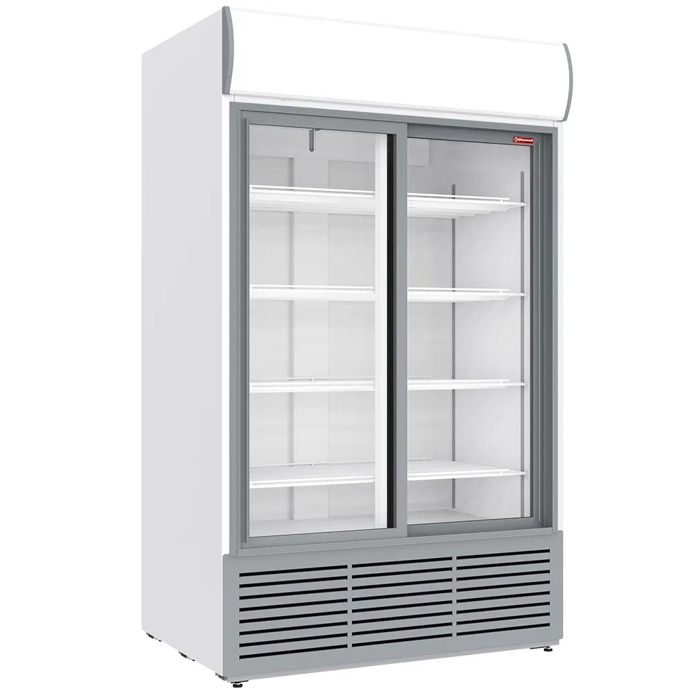 Image Positieve gekoelde vitrine 1230 liter, lichtbak, 2 schuifdeuren - WIT 0