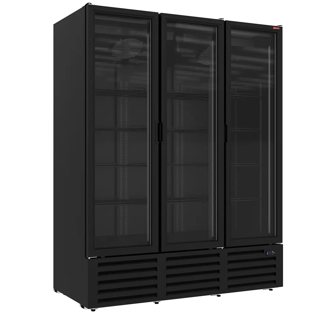 Image Positieve gekoelde vitrine 1455 liter, 3 draaideuren - ZWART 0