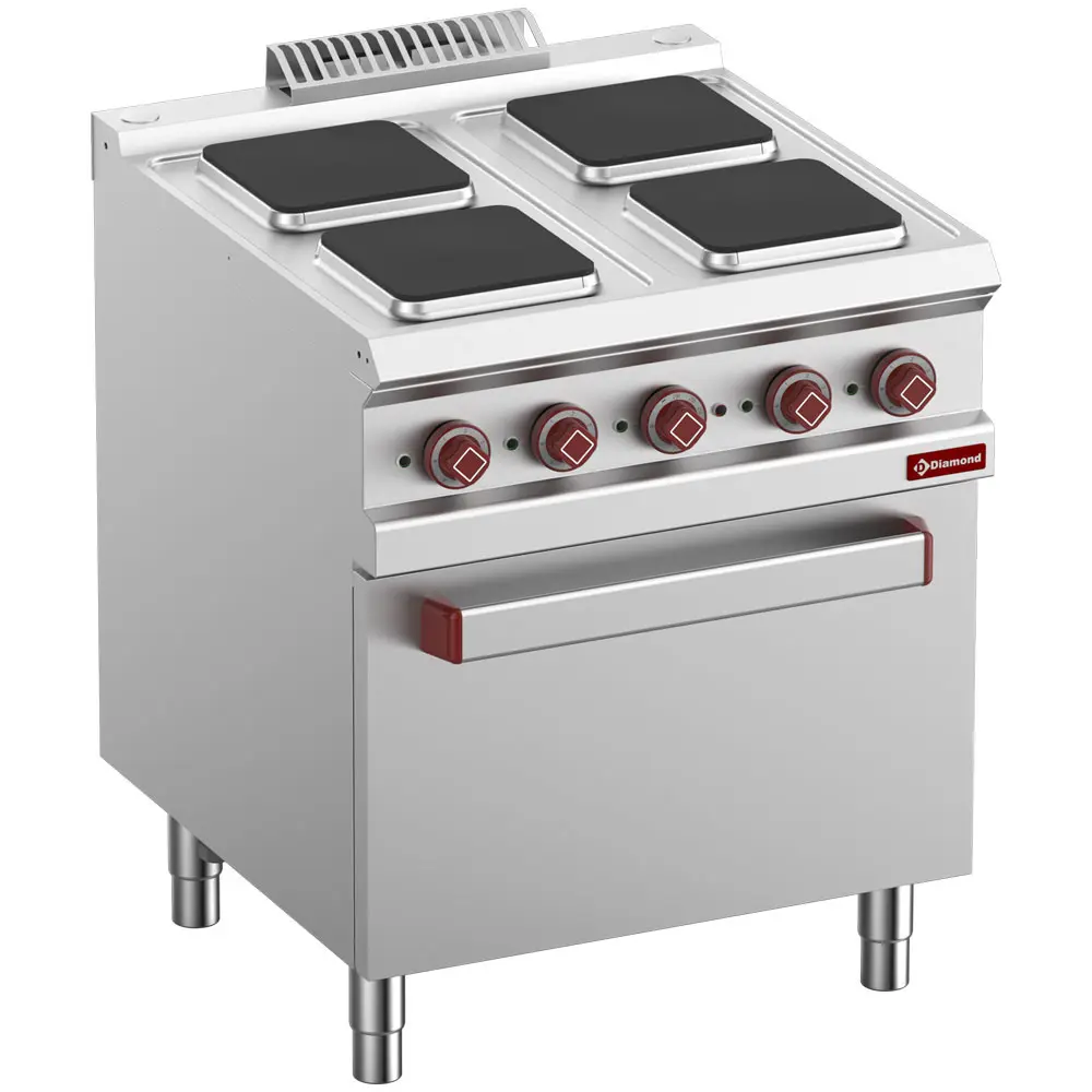 001-E7-4PQF7-N-big-2.jpg image elektrisch fornuis 4 vierkante platen op elektrische oven gn 2/1 en gril 0