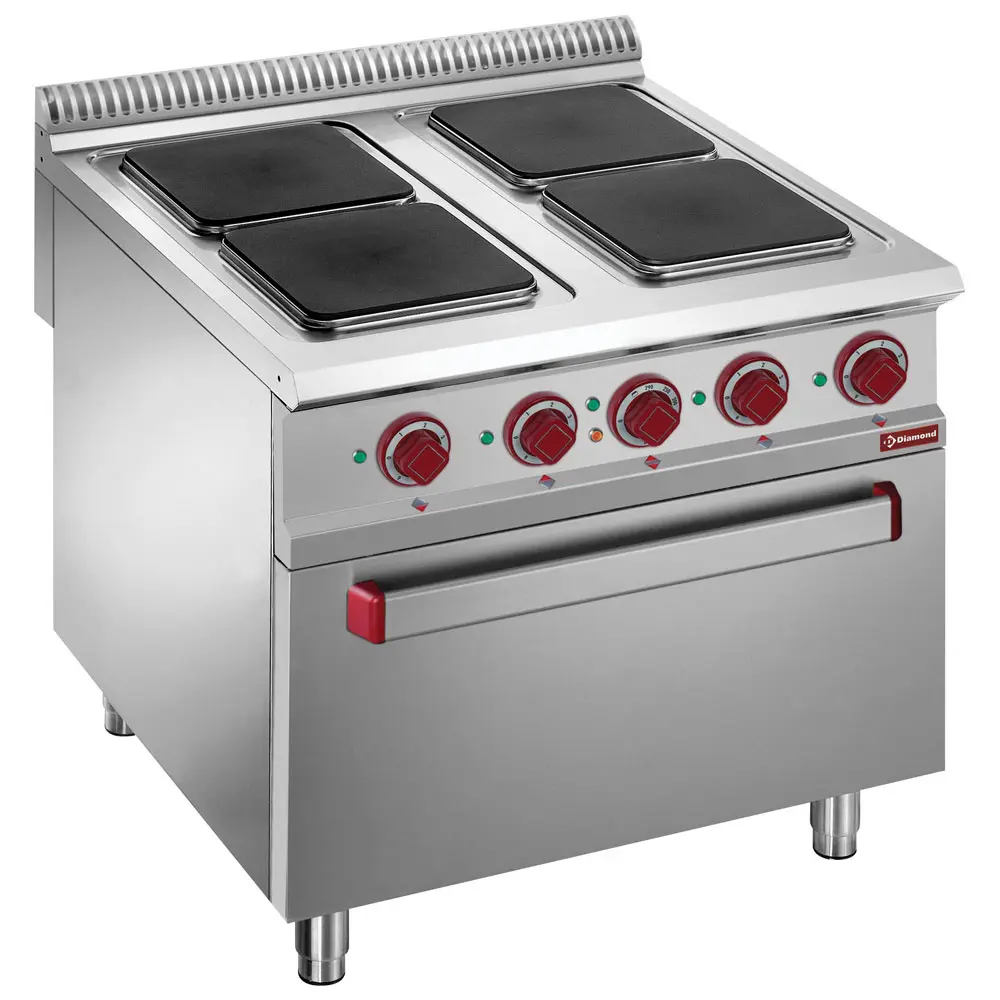 001-E9-4PQF8-big-2.jpg image elektrisch fornuis met 4 vierkante kookplaten op elektrische gn 2/1 oven 0