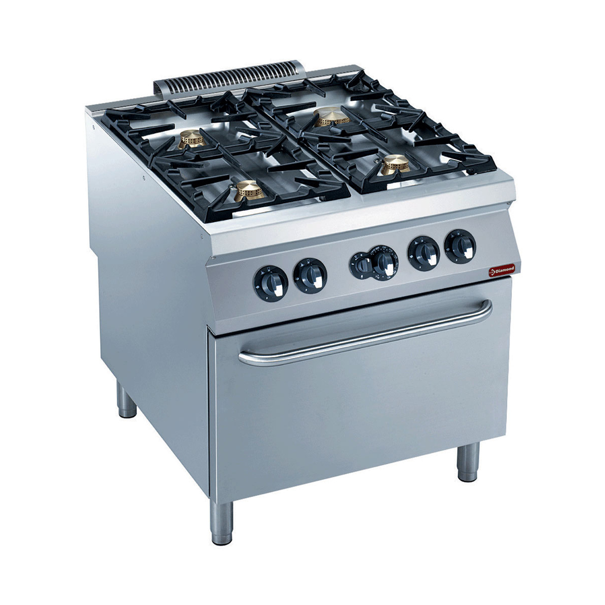 image gasfornuis 4 branders, gasoven gn 2/1 0