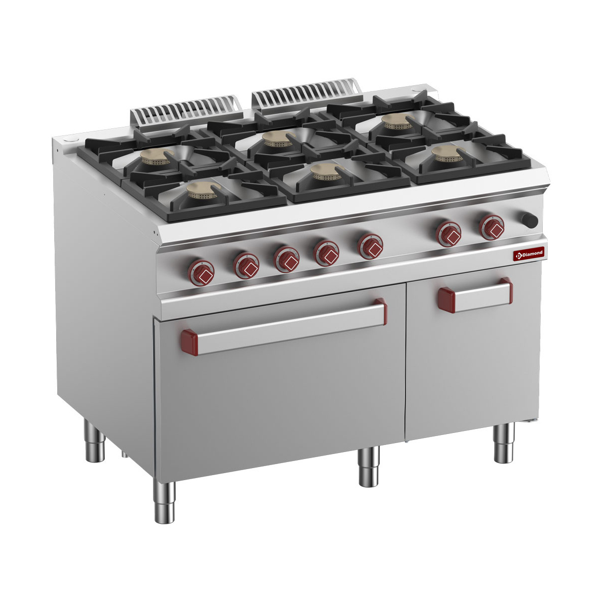 image gasfornuis 6 branders, gasoven gn 2/1, neutrale kast 0