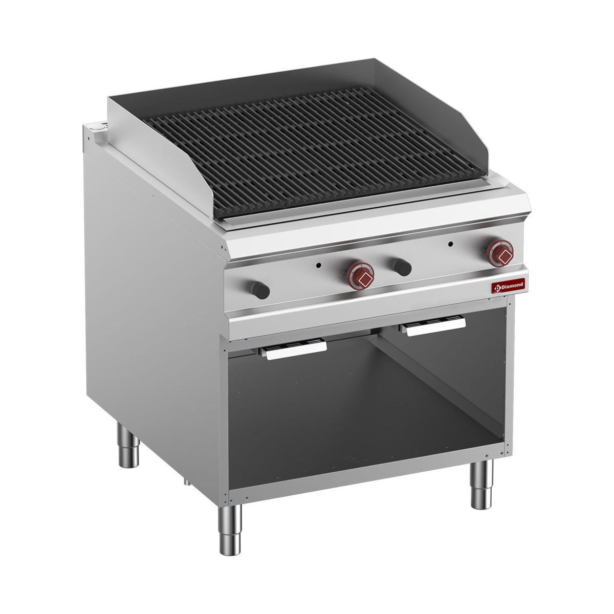 image gaslavasteengrill, module 1/1, 2-zijdige gietijzeren rooster, open kast 0