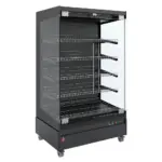 Image Warmte vitrine, zelfbediening, met glazen deur, op wielen - FULL BLACK 0