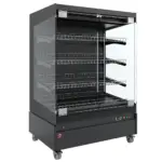 Image Warmte vitrine, zelfbediening, met glazen deur, op wielen - FULL BLACK 0