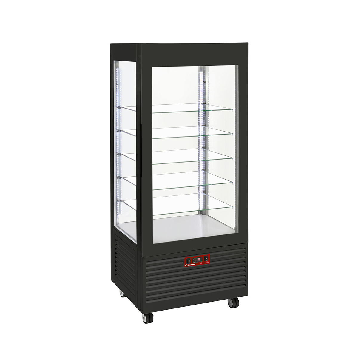 image vitrine 4 zijden t° positief, 5 niveaus in glas, geventileerd, 480 lit., zwart 0