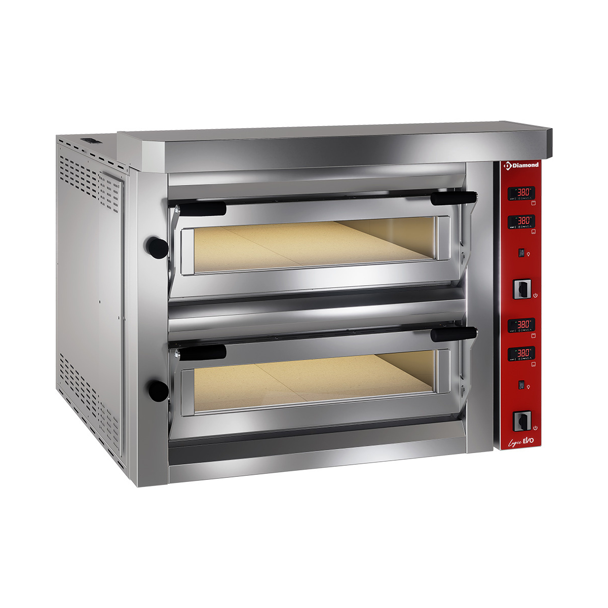 image elektrische pizzaoven, 2x 4 pizzas 350mm - full vuurvaste steen 0