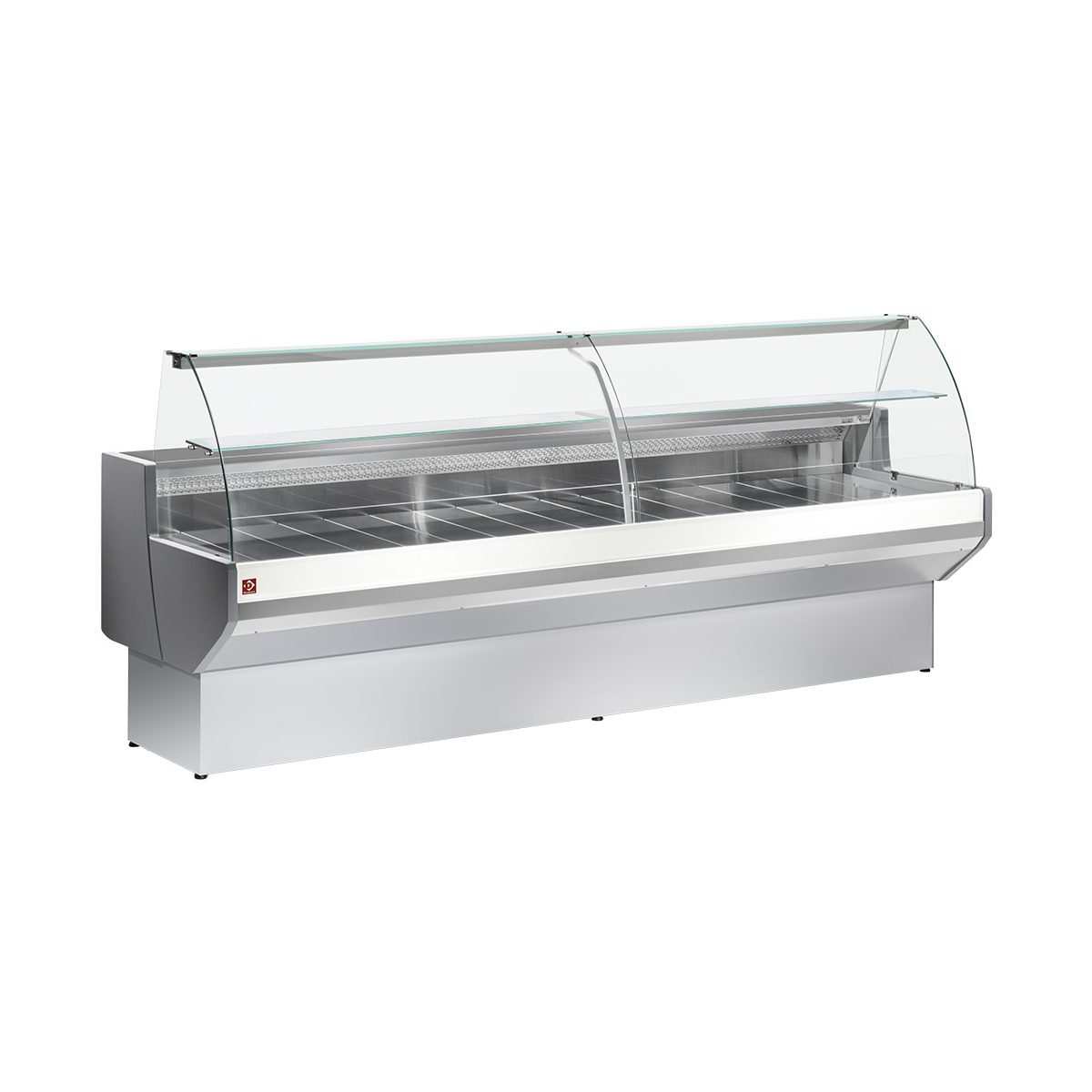 image gekoelde vitrinetoonbank met gebogen ruiten, met reserve - grijs/wit 0