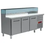 Image Pizzeria koeltafel, 3 deuren EN 600x400, 3 neutrale laden EN 600x400, gekoelde structuur 8x GN 1/4 0
