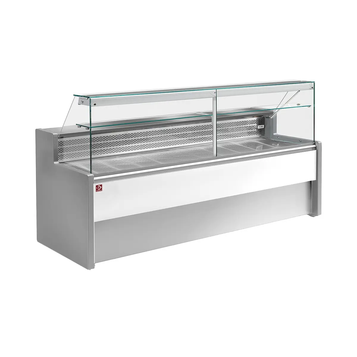 image gekoelde vitrinetoonbank met rechte ruit 90°, met reserve - grijs/wit 0