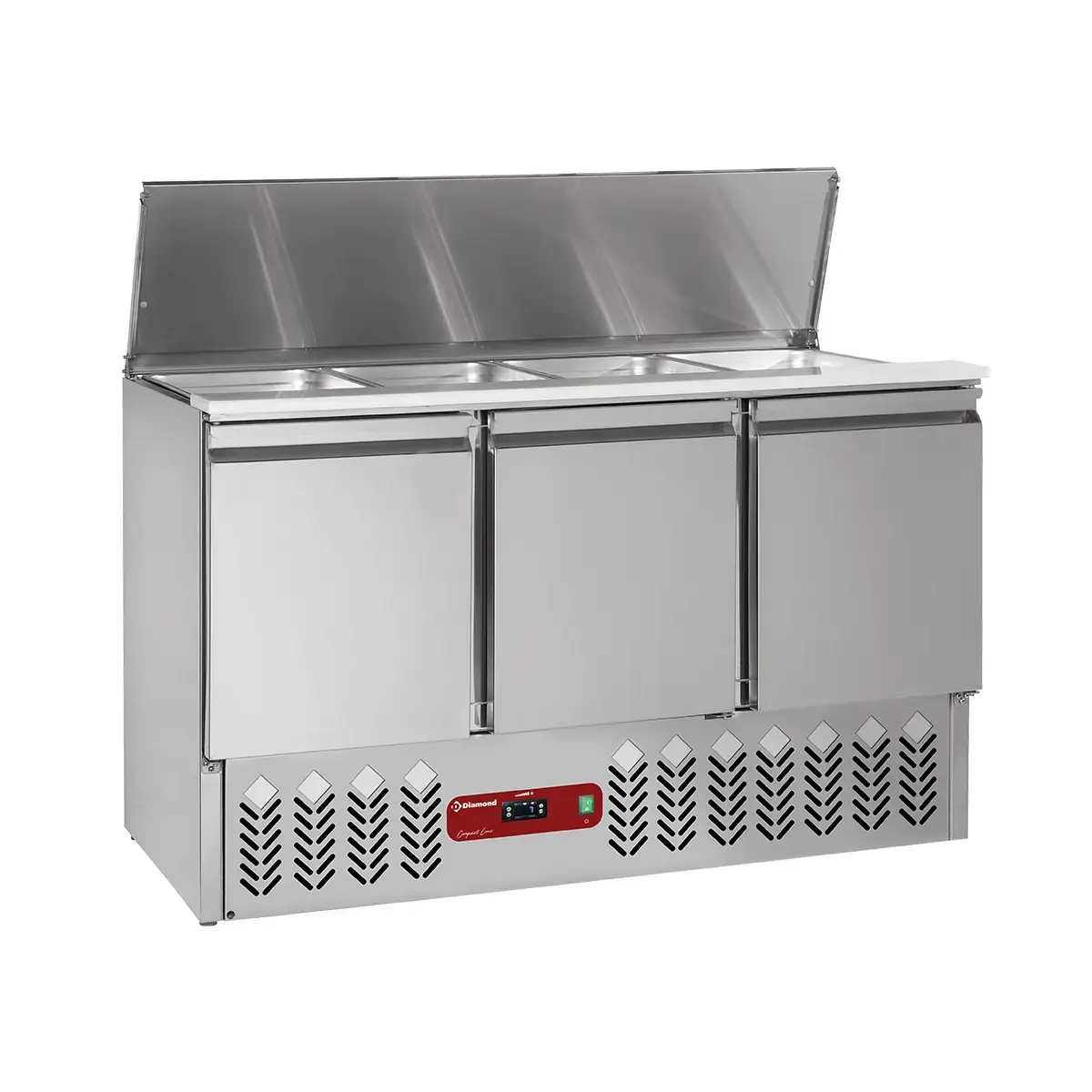 image gekoelde saladette met deksel 4x gn 1/1 - 150 mm + reserve 3 deuren gn 1/1, 380 lit 0