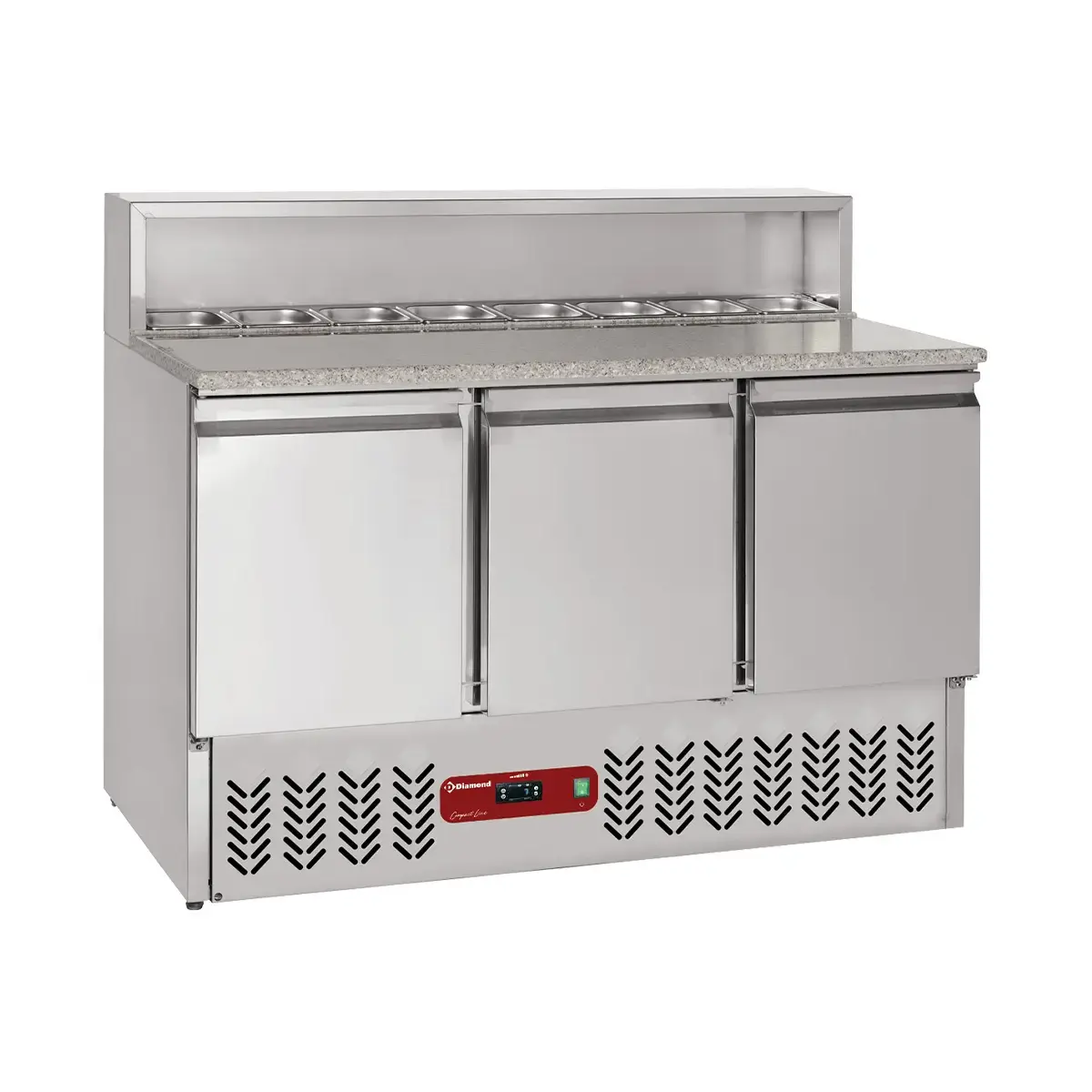 image 3-deurs voorbereidingstafel gn 1/1, 380 lit, gekoelde structuur 8x gn1/6-150 mm 0
