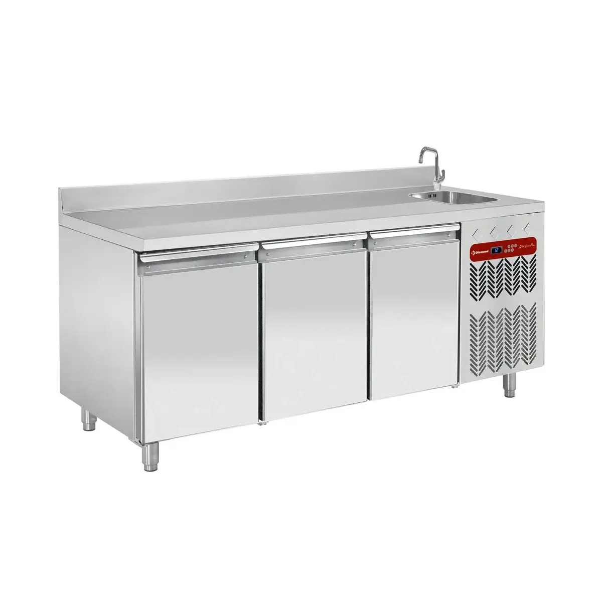 image geventileerde koeltafel "muraal", 3 deuren gn 1/1, met spoelbak 0