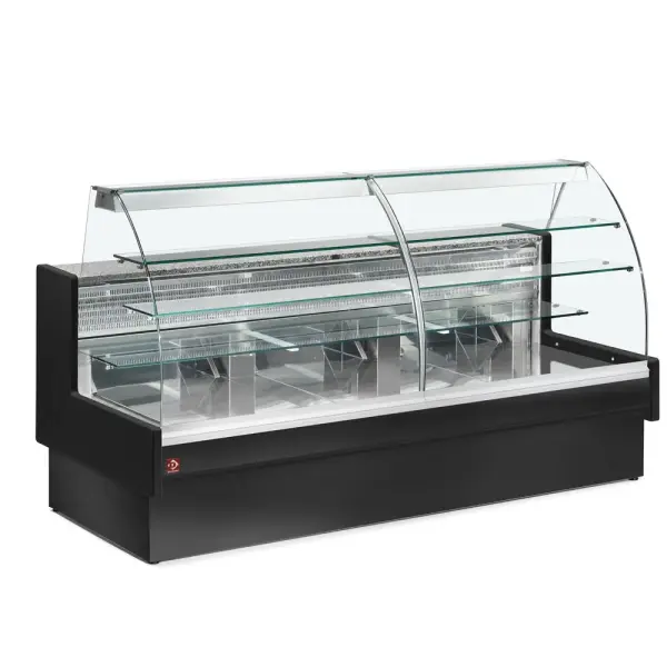 Image Gekoelde vitrinetoonbank, statisch, ladensysteem, zonder reserve - ZWART 0