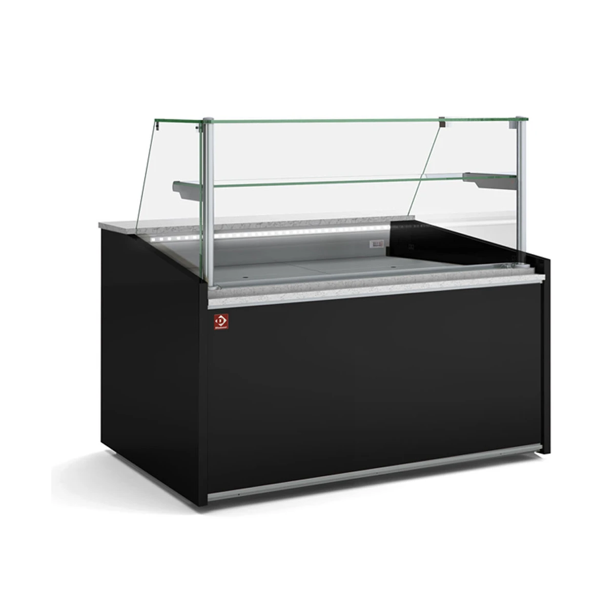 image neutrale vitrine toonbank, hoog glas, met neutrale opbergruimte - zwart 0