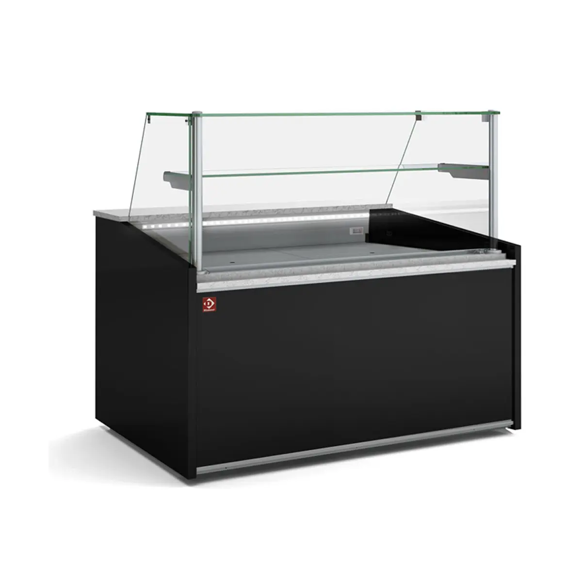 image neutrale vitrine toonbank, hoog glas, met neutrale opbergruimte - zwart 0