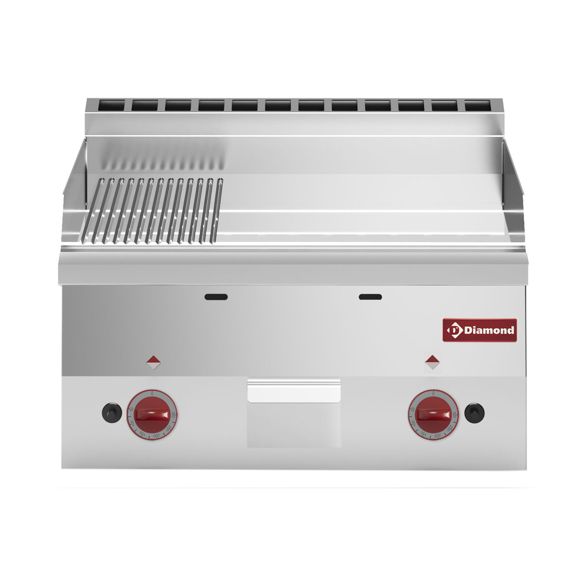 image bakplaat gas, 2/3 glad en 1/3 gegroefd "chroom" -top- 0