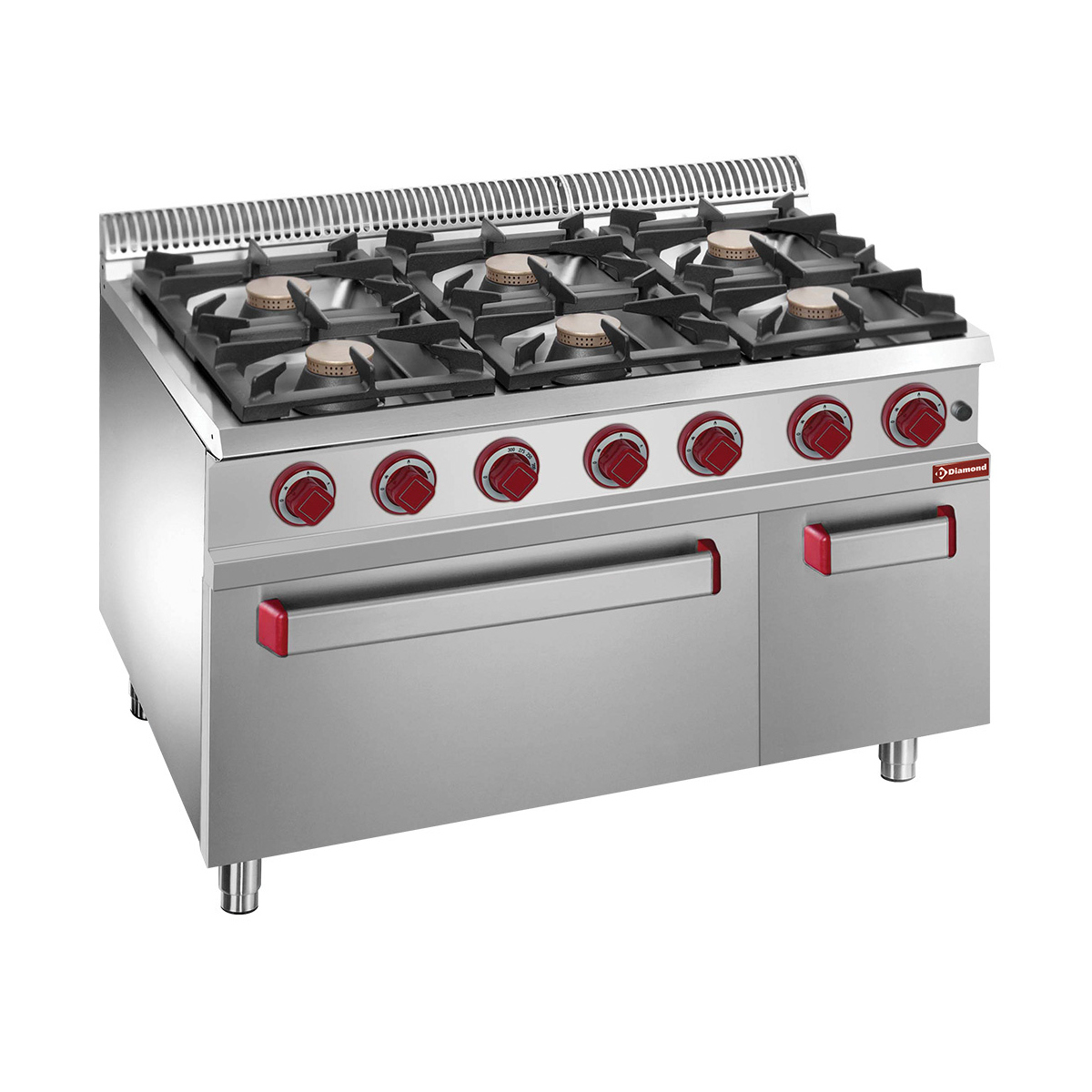image gasfornuis 6 branders, gasoven gn 2/1, neutrale kast 0
