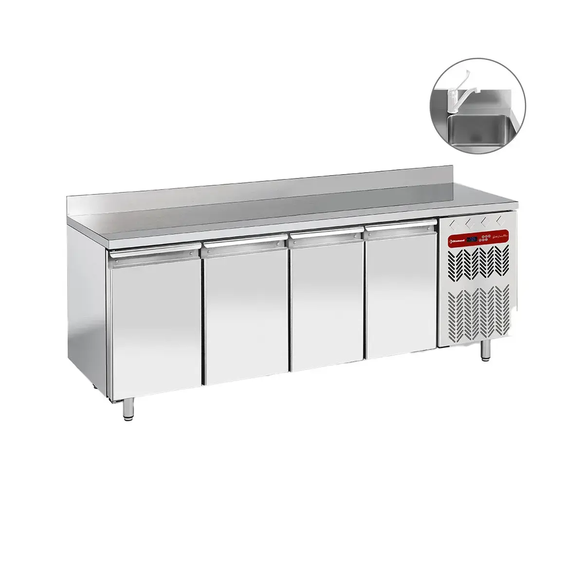 image geventileerde koeltafel "muraal", 4 deuren gn 1/1, met spoelbak 0