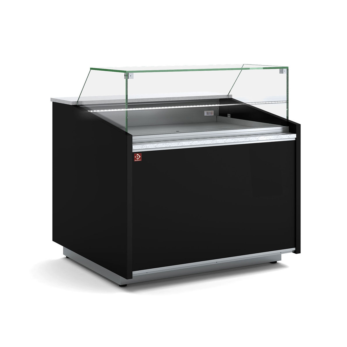 image geventileerde toonbank, laag glas, met opbergruimte - zwart 0