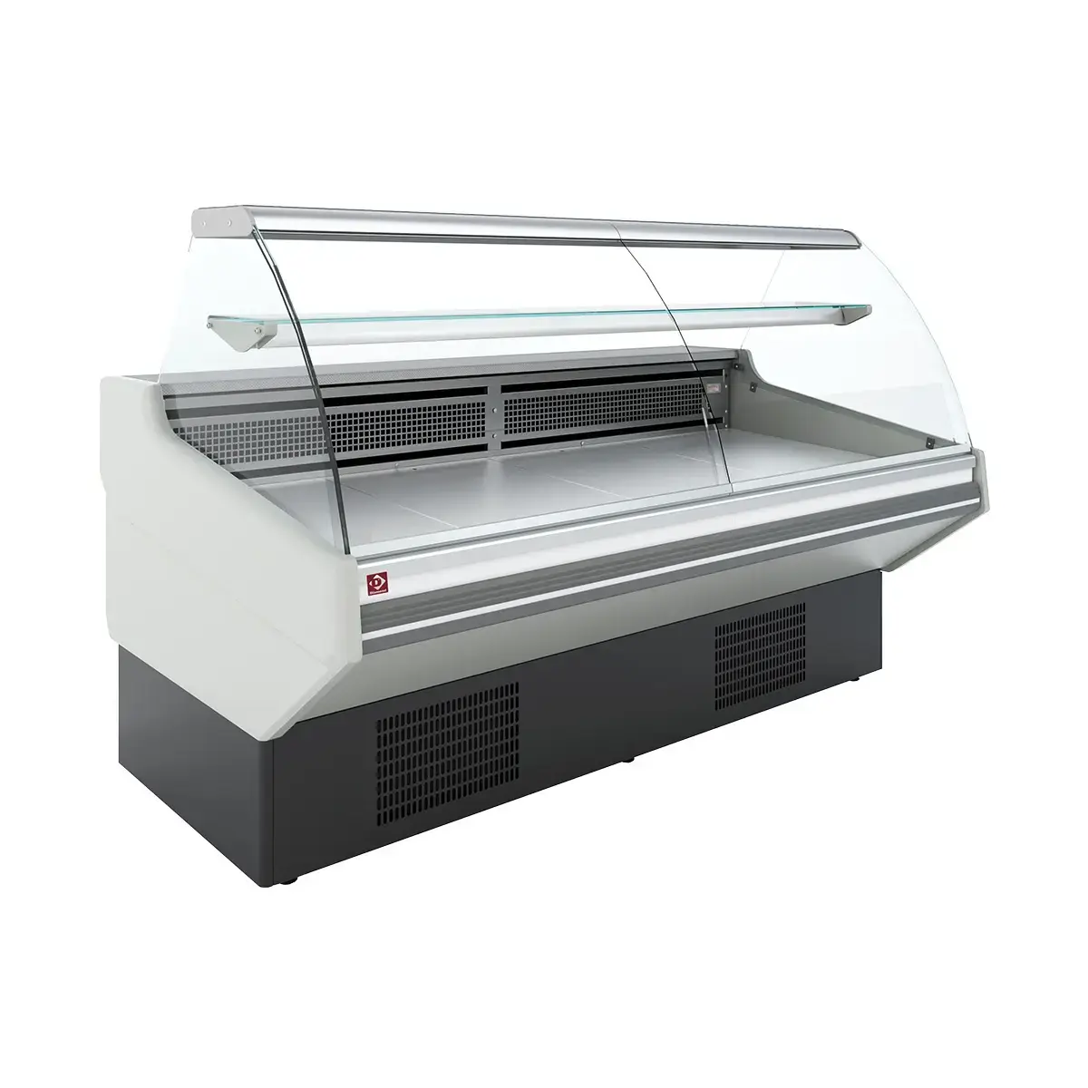 image statische vitrinetoonbank met opslag, gebogen glas - witte voorkant 0