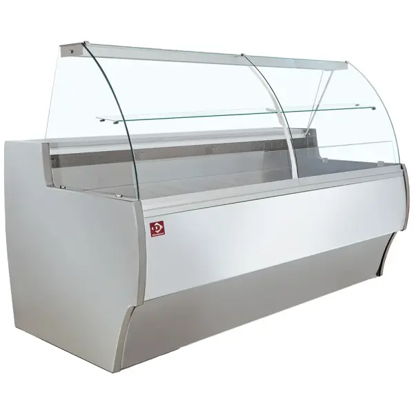 Image Gekoelde vitrinetoonbank gebogen ruit, geventileerd, met reserve - GRIJS/WIT 0