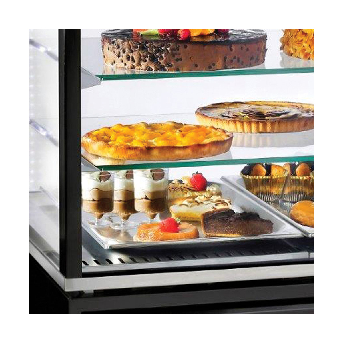 image vitrine 4 zijden t° positief, 5 niveaus in glas, geventileerd, 480 lit., zwart 1