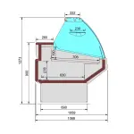Image Geventileerde toonbank, met opslag, gebogen glas - WITTE voorkant 1