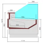 Image Geventileerde vitrinetoonbank, met reserve, verticale ruit 90° met zuigerlift - FULL BLACK 1