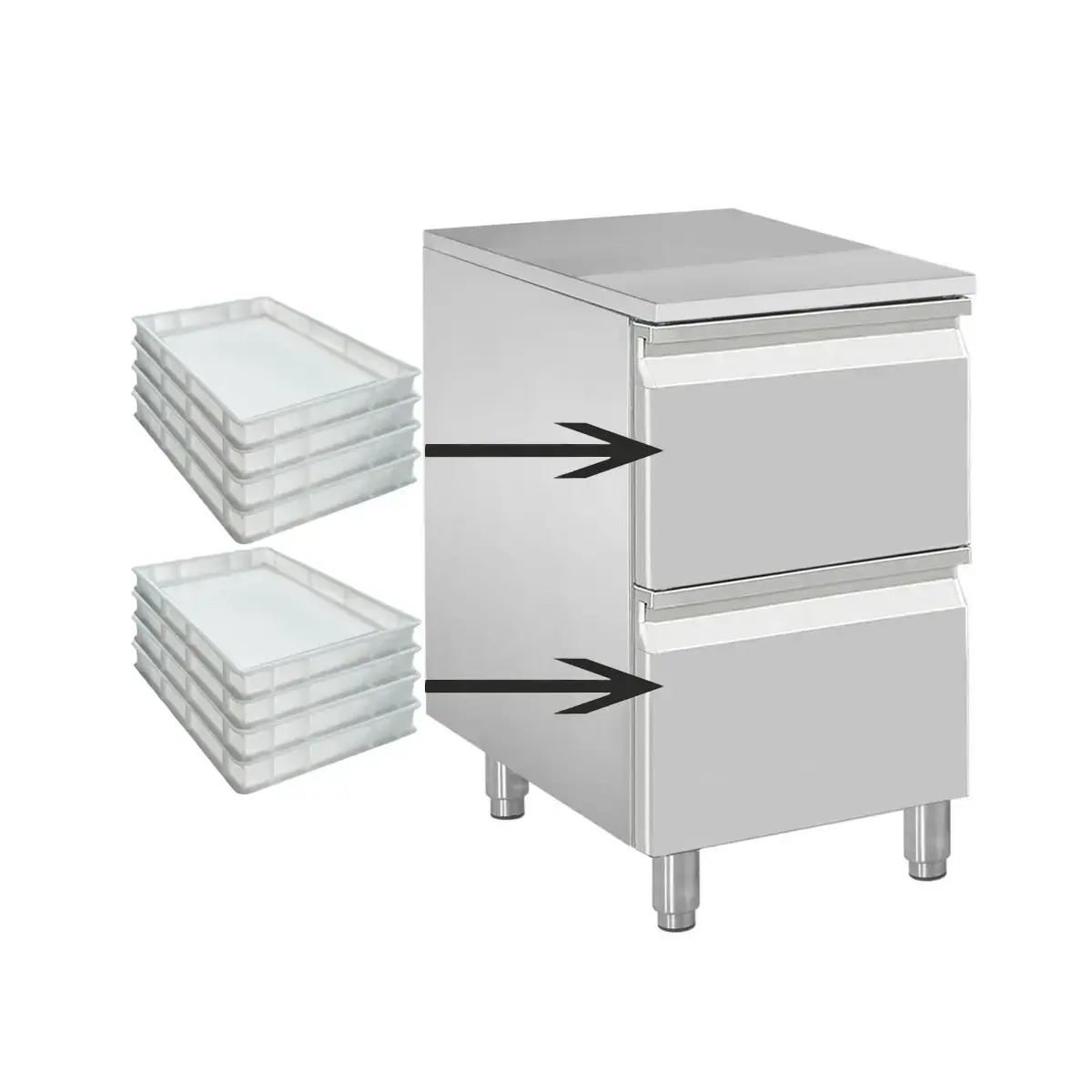 image meubel voor deegbollen, 2 neutrale laden (8x bakken 600x400) 1