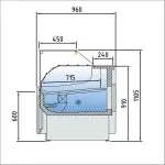 Image Geventileerde vitrinetoonbank, met laag glas, met reserve – ZWART 1