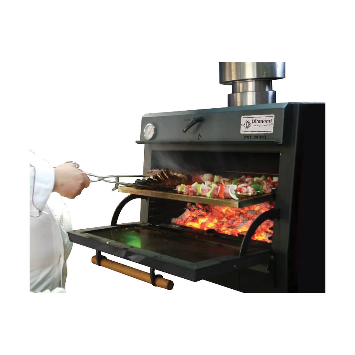 image houtskooloven-bbq, gn 1/1 (60 kg/h)/ - hefbare deur/roestvrij staal 3