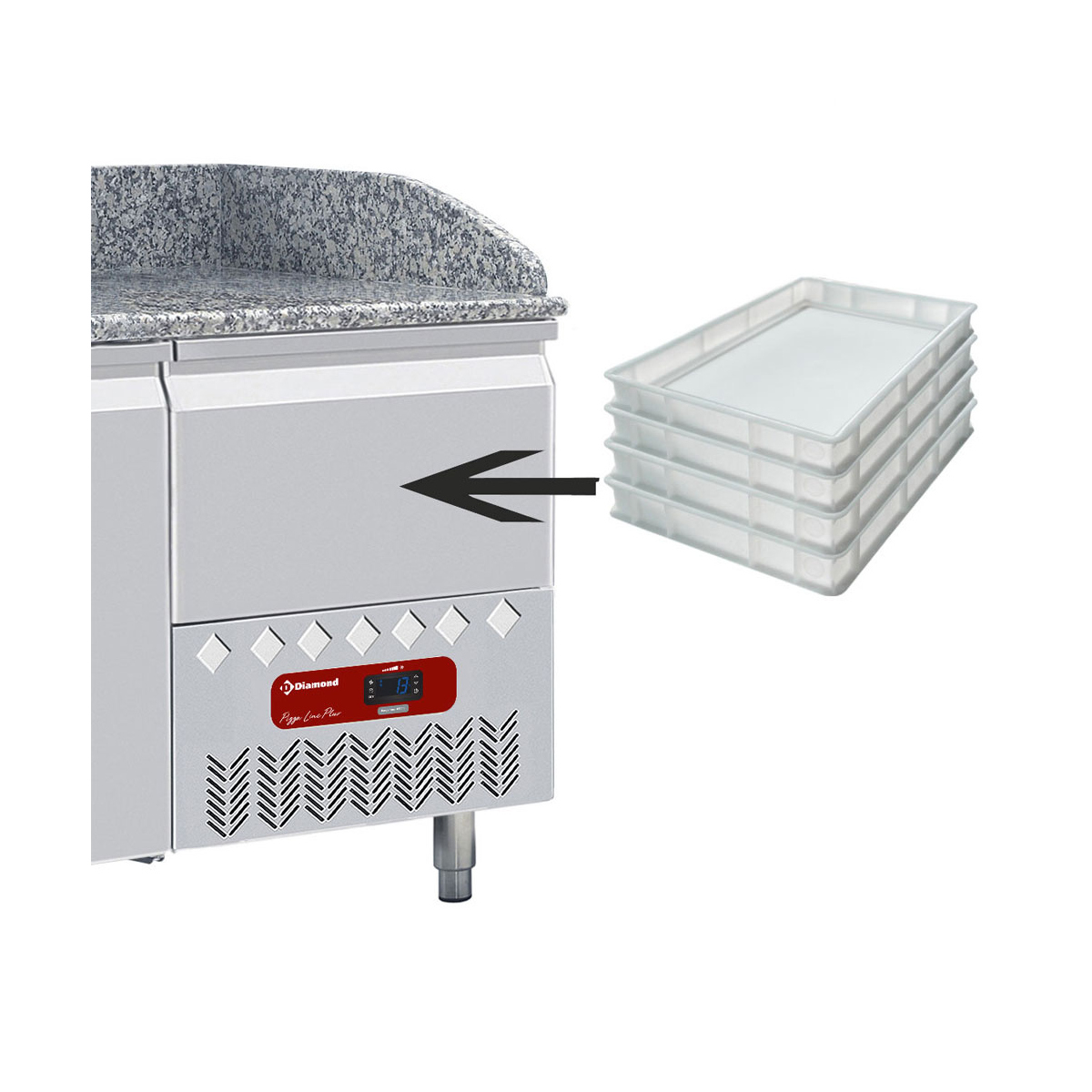 image frigotafel, 2 deuren 600x400 mm en 1 neutrale laden (4x bakken 600x400) 3
