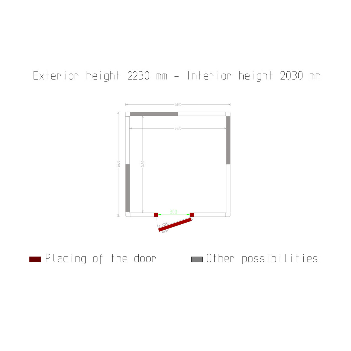 image kamer iso 100, afm. int. 2430 x 2430 xh 2030 mm (11,99 m³) 4